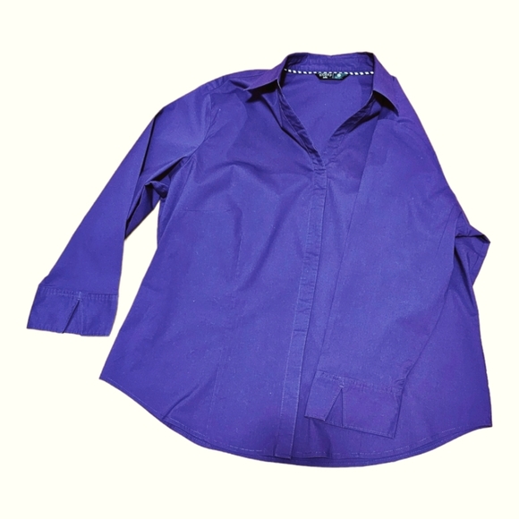 RIDERS BY LEE Women's Easy Care Woven  Button-down Shirt Purple  XXL - Picture 5 of 6